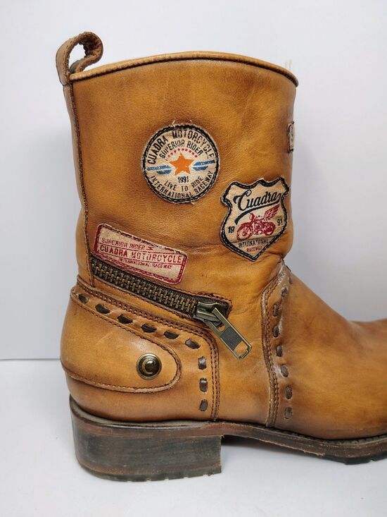Franco Cuadra Mens Motorcycle Boots Brown Leather Zip Up Goodyear Welt Size 10.5 main image 10